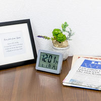 ノア精密 MAG（マグ）デジタル目覚まし時計 ブリム グレー 幅93×奥行52×高さ74mm[デジタル 温度表示 アラームカレンダー] 1個