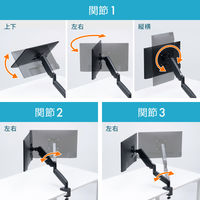 サンワサプライ モニターアーム（ガススプリング式・シングルアーム） CRーLAC1405BK 1個（直送品）