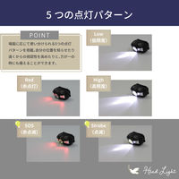 小型軽量LEDヘッドライト 単品 防災グッズ 停電 電池式 電池 LED IP44（直送品）