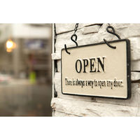 ポッシュリビング アイアンプレート 「OPEN&CLOSED」 W21.5×D3.5×H27.5cm 63422 1個（直送品）