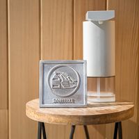 ポッシュリビング サインプレート 「SANITIZE」 W10×D5×H9.5cm アルミニウム 63843 1個（直送品）