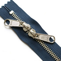 日本紐釦貿易 Y.K.K 両開金属ファスナー40cm シルバー 紺 5本 5RNM40-560 1セット3袋(1袋5本入、（直送品）