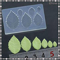 リーフ レジンクラフト用 ソフトモールド バラ葉型リアル 縦:23・18・16・12・9・7mm 1個入 KAM-REJ-510（直送品）