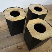 ポッシュリビング ダストボックス オクトS　W12×D12×H17cm マンゴーウッド/アイアン 41321 1個（直送品）