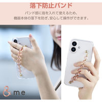 iPhone16 ケース ハイブリッド 衝撃吸収 ハンドバンド付 クリア×ピンクビーズ PM-A24AHVHBPN エレコム 1個（直送品）