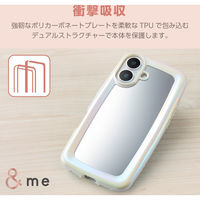 iPhone16 ケース ハイブリッド 衝撃吸収 オーロラホワイトフレーム×ミラー PM-A24AHVPMAWH エレコム 1個（直送品）