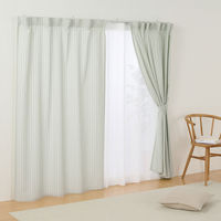 無印良品 再生ポリエステル使い ノンプリーツカーテン 幅１００×丈２００ｃｍ用 グリーンストライプ 1セット（1枚×2） 良品計画