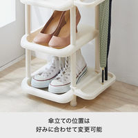 Like-it（ライクイット）シューズストレージ5段(5足) 傘立て付 アイボリー 4979625219257 1個