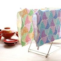 白雪ふきん 友禅ふきん 吸水性がよく すぐ乾く 友禅染め かや織りふきん 台拭き 食器拭き 松竹梅 ピンク 1枚