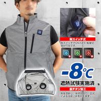 ブレイン 7.4V胸スイッチ式空調ベストR裏チタン加工(フルハーネス対応)フルセット 杢色 MーLサイズ MESH-BR-088-ML 1式（直送品）