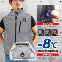 7.4V胸スイッチ式空調ベストR1つ穴タイプ裏チタン加工 フルセット 杢色 LLーXLサイズ MESH-BR-089-LLXL 1式（直送品）