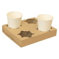 ノーブランド カップホルダー 4個用 切り離し可 茶 200枚セット FT28-0200-AS 1セット(200枚入)（直送品）