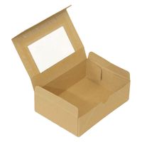 ノーブランド テイクアウト フードボックス 窓付き 茶 400枚セット 145×105mm FT20-0400-AS 1セット(400枚入)（直送品）