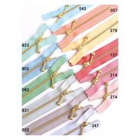 日本紐釦貿易 Y.K.K 玉付きファスナー ニュアンスカラー12色セット 14cm ゴールド 3G14-N12MIX 1袋