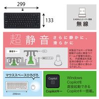 ナカバヤシ Copilotキー搭載　無線静音ミニキーボード　ホワイト　　 FKBーR251W 1個