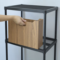 YAMAZEN 木目調 ファイルボックス 紙製 A4 ヨコ 取っ手付き 収納幅100mm NPF-1026(BR) 1個