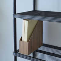 YAMAZEN 木目調 ファイルボックス 紙製 A4 タテ 取っ手付き 収納幅100mm NPF-1031(BR) 1セット(1個×3)