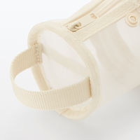 無印良品 ナイロンメッシュ縦でも横でも使えるペンケース 約直径６５×高さ２０７ｍｍ アイボリー 良品計画