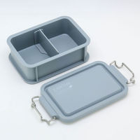 弁当容器 EARTHY コンテナランチボックス(仕切付) CNT-450 グレー 00417190 1ケース(30個(5個×6))（直送品）