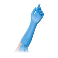 サラヤ ニトリルロング手袋400 Mサイズ ブルー パウダーフリーグローブ 医療病院 50938 1箱(1個(50枚入)x10)（直送品）