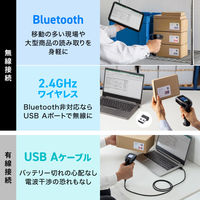 サンワサプライ 2次元ワイヤレスバーコードリーダー（2.4Gワイヤレス＋Bluetooth） BCRーBT2D13BK 1個
