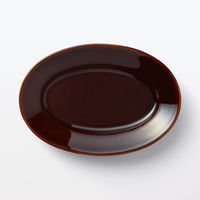 無印良品 磁器 リムオーバル皿 中 飴釉 約２４×１６ｃｍ 良品計画