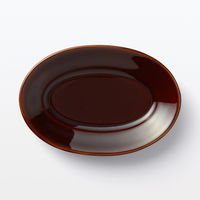 無印良品 磁器 リムオーバル皿 小 飴釉 約１９×１３ｃｍ 良品計画