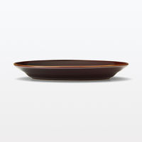 無印良品 磁器 リムオーバル皿 大 飴釉 約２８×１９ｃｍ 1セット（1枚×2） 良品計画