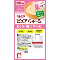 いなば CIAO チャオ ピュアちゅーる 猫 まぐろ＆贅沢サーモン 国産（14g×4本）6袋 ちゅ～る キャットフード ウェット 猫用 おやつ