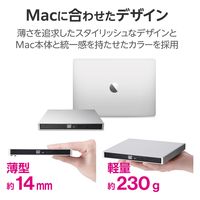 外付け DVDドライブ USB 3.2 Gen1 書込み/再生 バスパワー シルバー LDR-PWA8CU3MSV エレコム 1個（直送品）