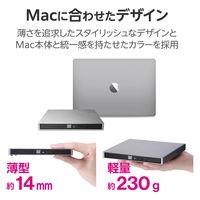 外付け DVDドライブ USB 3.2 Gen1 書込み/再生 バスパワー グレー LDR-PWA8CU3MGY エレコム 1個（直送品）