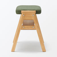 無印良品 再生ポリエステル混 木製スタッキングスツール グリーン 幅４９．３×奥行３７×高さ４４ｃｍ 良品計画