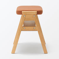 無印良品 再生ポリエステル混 木製スタッキングスツール オレンジ 幅４９．３×奥行３７×高さ４４ｃｍ 良品計画