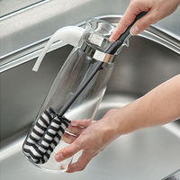 泡立つボトル洗い たためるハンドル 冷水筒・コップ洗いに ブラック 1個 まめいた