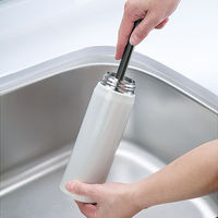 泡立つミニボトル洗い たためるハンドル ラックに収まる スリム ステンレスボトル・コップ洗いに ブラック 1個 まめいた