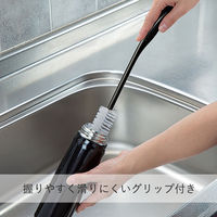 ボトルブラシ スリム&ロングでボトルの底すみに届く ステンレスボトル・ペットボトル洗いに ブラック 1セット（1個×5）まめいた