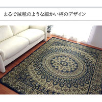 イケヒコ サークル い草ラグ 2500×1910mm ネイビー 1050530193904 1枚（直送品）