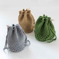 オカ 巾着 バッグ マルシェシリーズ ドローストリングバッグ 手編み 洗濯OK グレー 457858 1個（直送品）