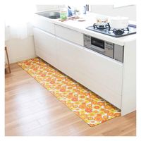 オカ キッチンマット レトロ 花柄 ルアンス 45×240cm オレンジ 414426 1個（直送品）