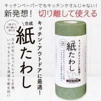 紙たわし 食器洗いシート 1枚ずつ切り離して使える 使い捨て 約6m巻 30枚 グリーン 1個 タツネ