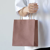 スーパーバッグ 丸紐 ニュアンスカラー手提紙袋 SS（幅180×高さ210×マチ幅100mm） ウォームブラウン  1袋（50枚入）（わけあり品）