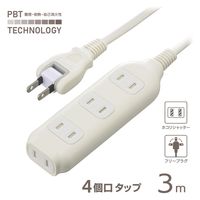 オーム電機 4個口タップ 3m 00-1678 1個（直送品）
