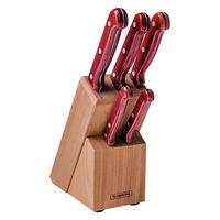 TRAMONTINA ナイフ5本セット 木製ストッカー付 レッド 21199/783 1セット（直送品）