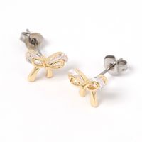 プチリボンモチーフピアス ゴールド LAKOLE/ラコレ