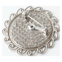 日本紐釦貿易(Nippon Chuko)NBK 銅板付き アンティークデザイン ブローチ台 丸型 〈小〉 φ45mm 徳用5個入 シルバー（直送品）