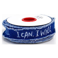 日本紐釦貿易(Nippon Chuko) デニム調フレイドロゴテープ サイドフリンジ 巾約36mm 13.5m巻 ブルー KLT1-5（直送品）