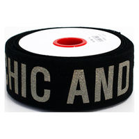 日本紐釦貿易(Nippon Chuko) 広幅 モードデザイン ロゴテープ コットン 巾約50mm 15m巻 ブラック KLT3-1（直送品）