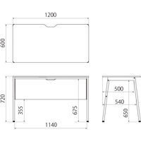 アスクル マルチワークデスク 幅1200×奥行600×高さ720mm ダークウッド/ブラック 引出無 1台 オリジナル