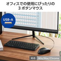 マウス 有線マウス 光学式 3ボタン Lサイズ 簡易包装 黒 M-K8URBK エレコム 1個（直送品）