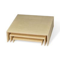 スマイル 木製 コの字型ディスプレイ 浅型 ナチュラル 幅210×奥行210×高さ60mm 790746 1個